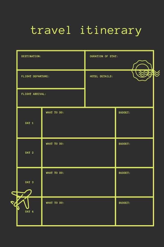 calendar itinerary template