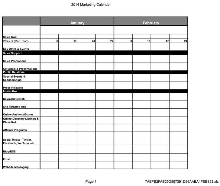 free marketing calendar template