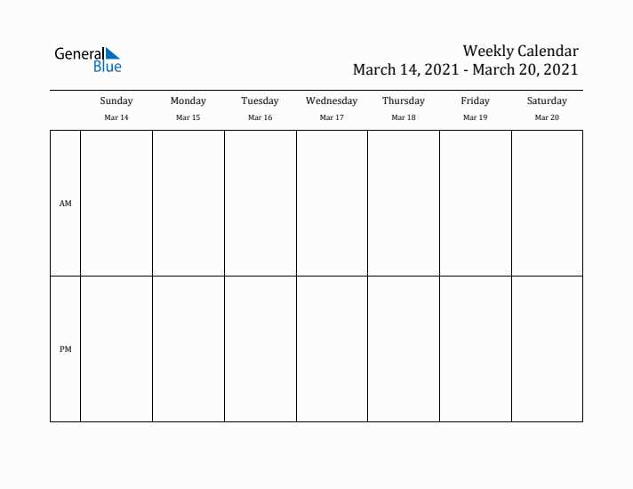 14 day calendar template