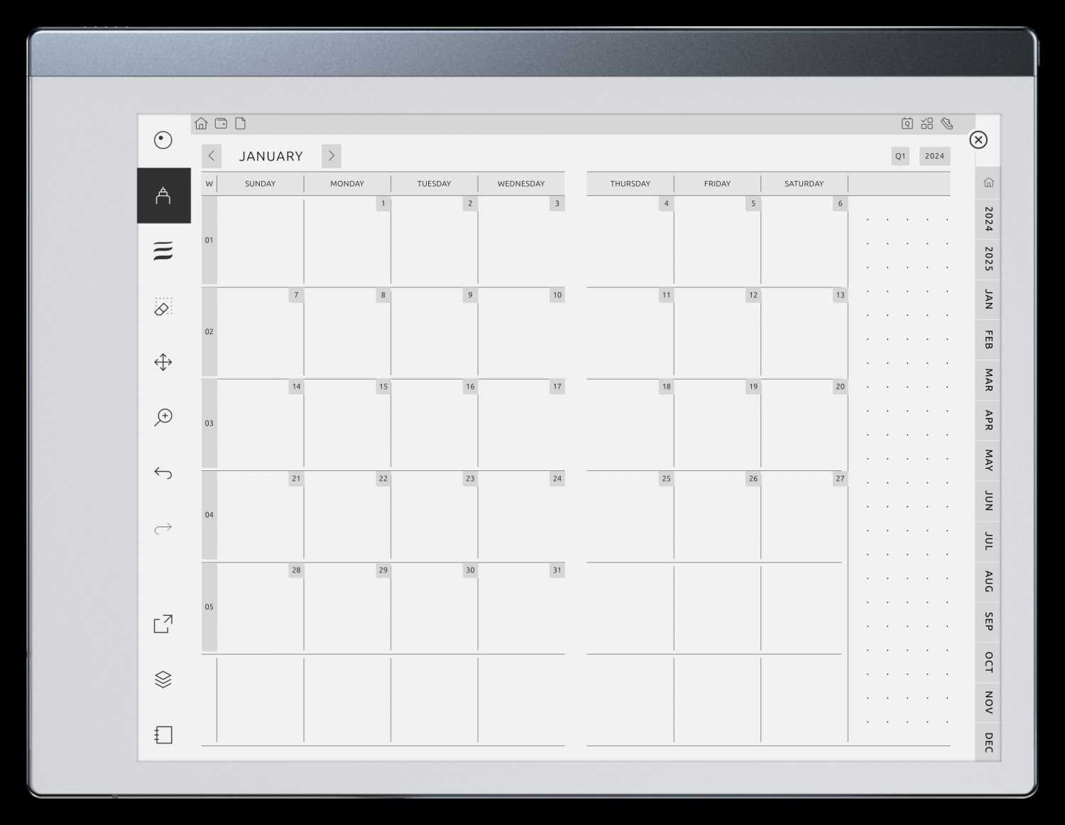 monthly calendar editable template