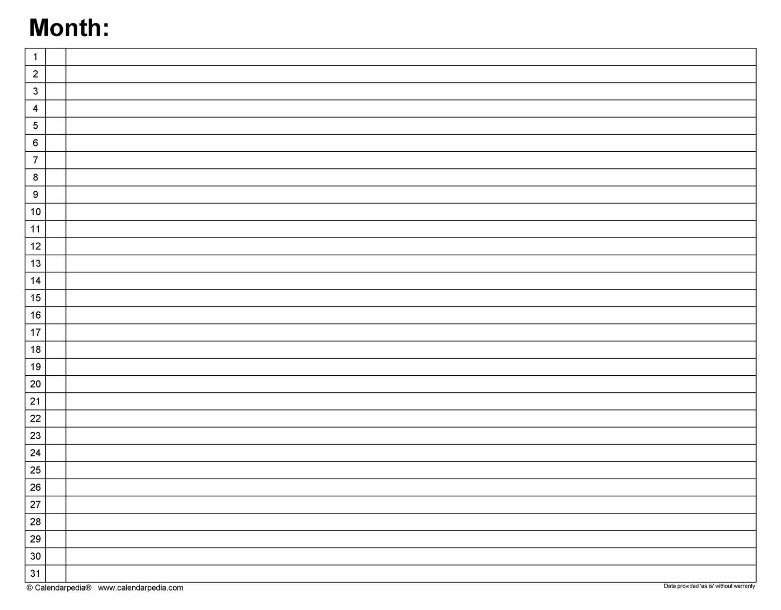 monthly calendar planner template