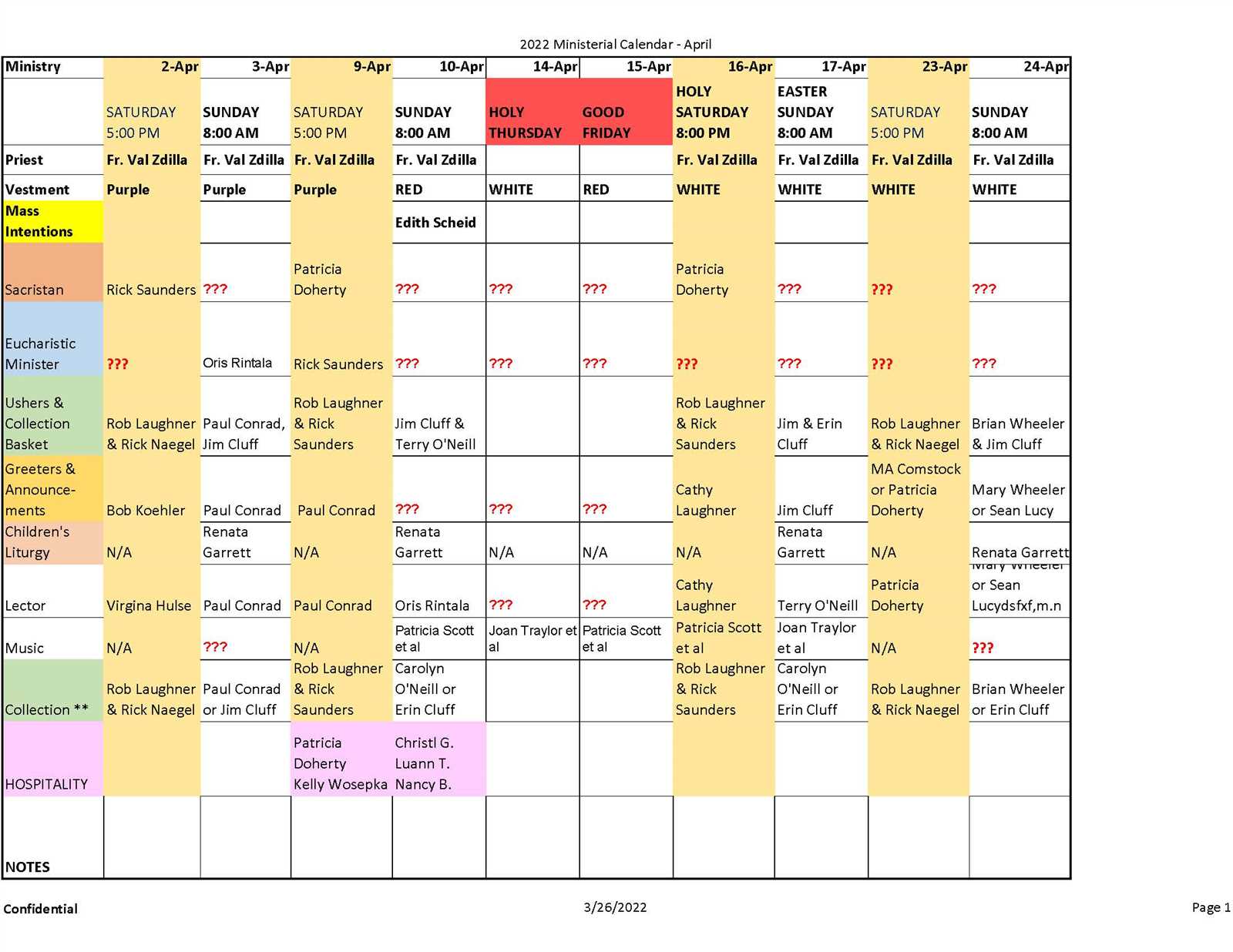 ministry calendar template