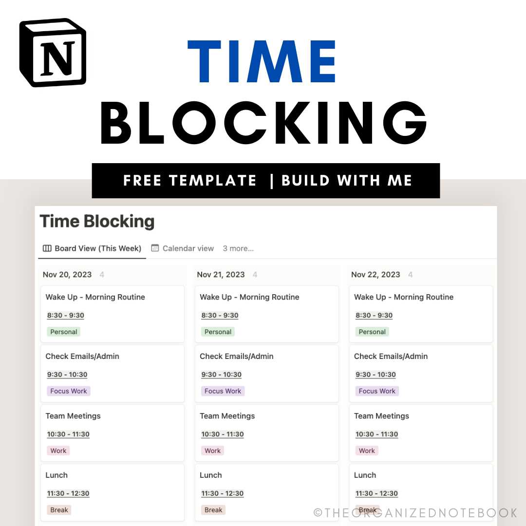 free time blocking calendar template