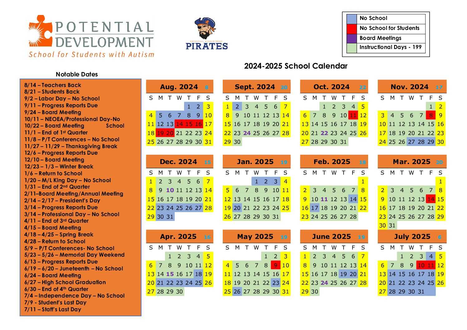 2025 19 academic calendar template
