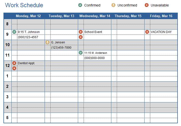 annual work calendar template