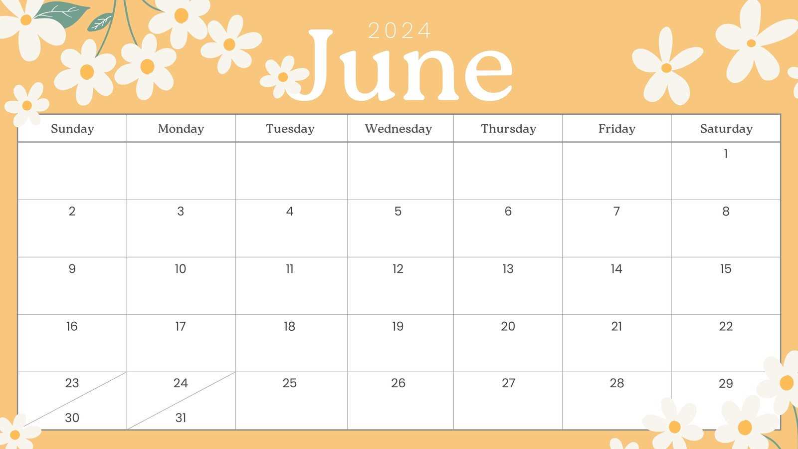 calendar template for june