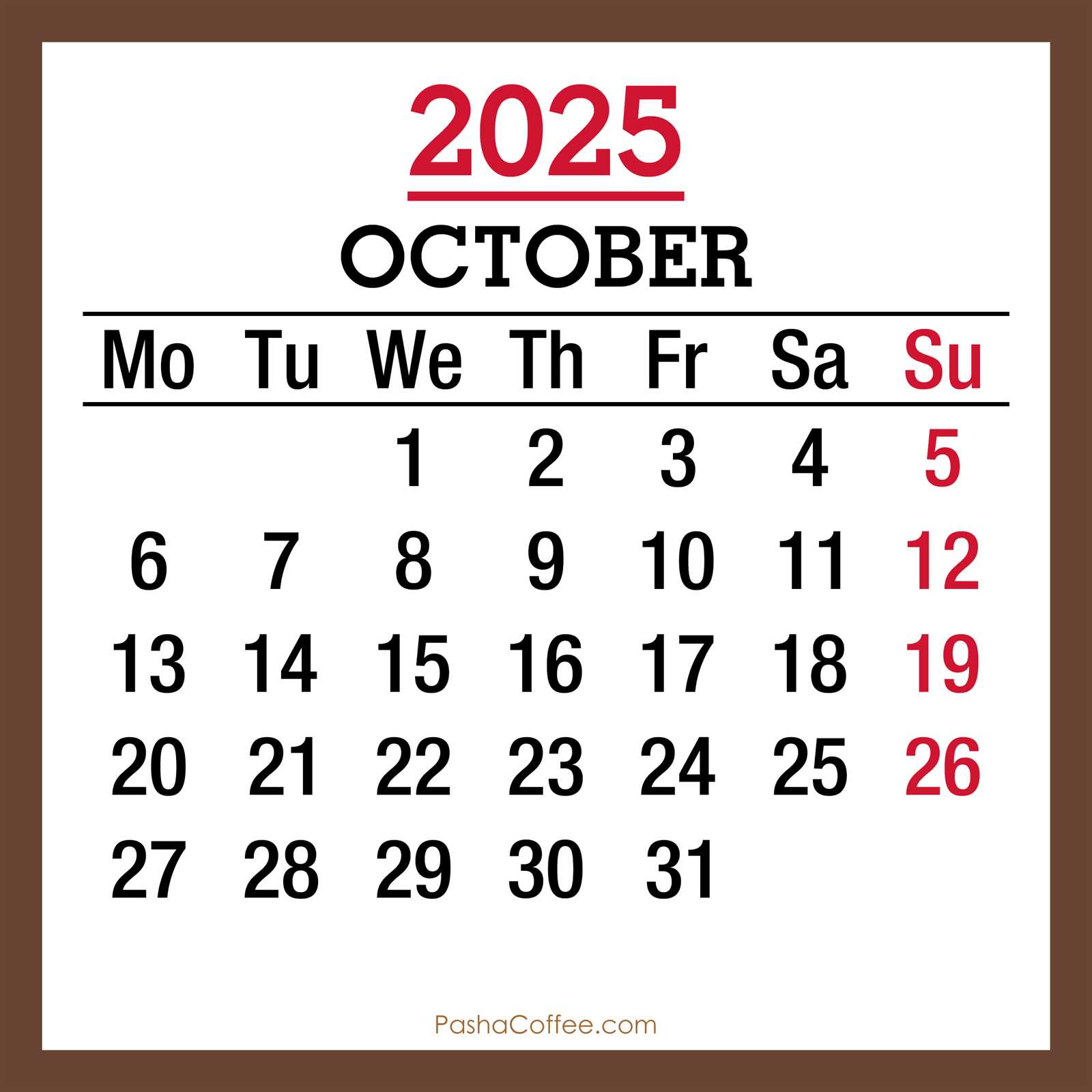 october 2025 monthly calendar template