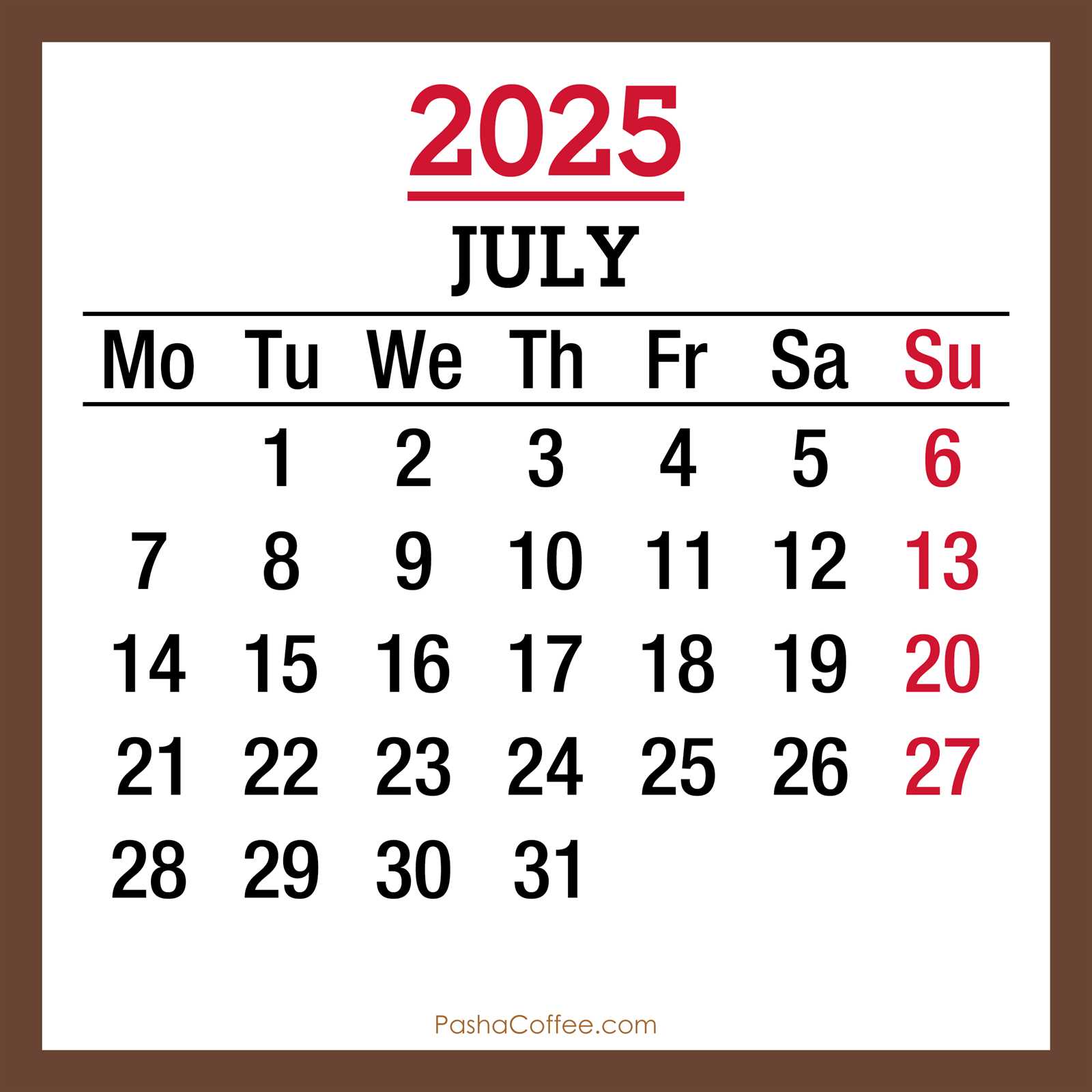 july 2025 calendar template free