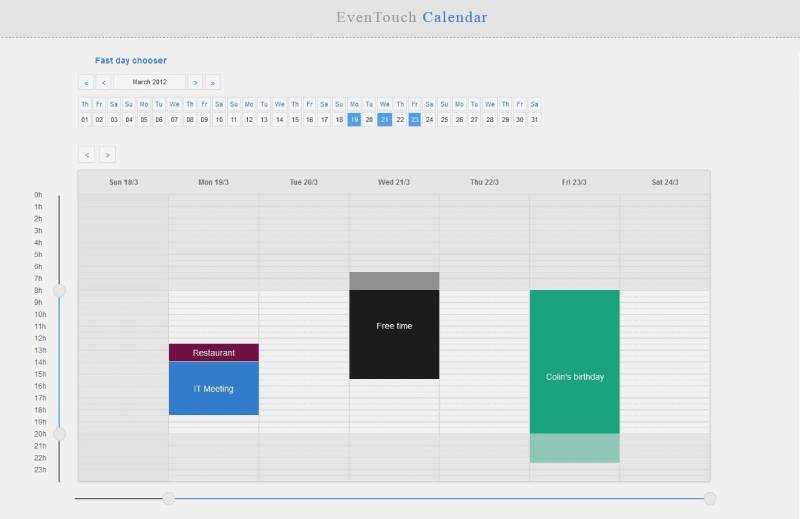 calendar html template