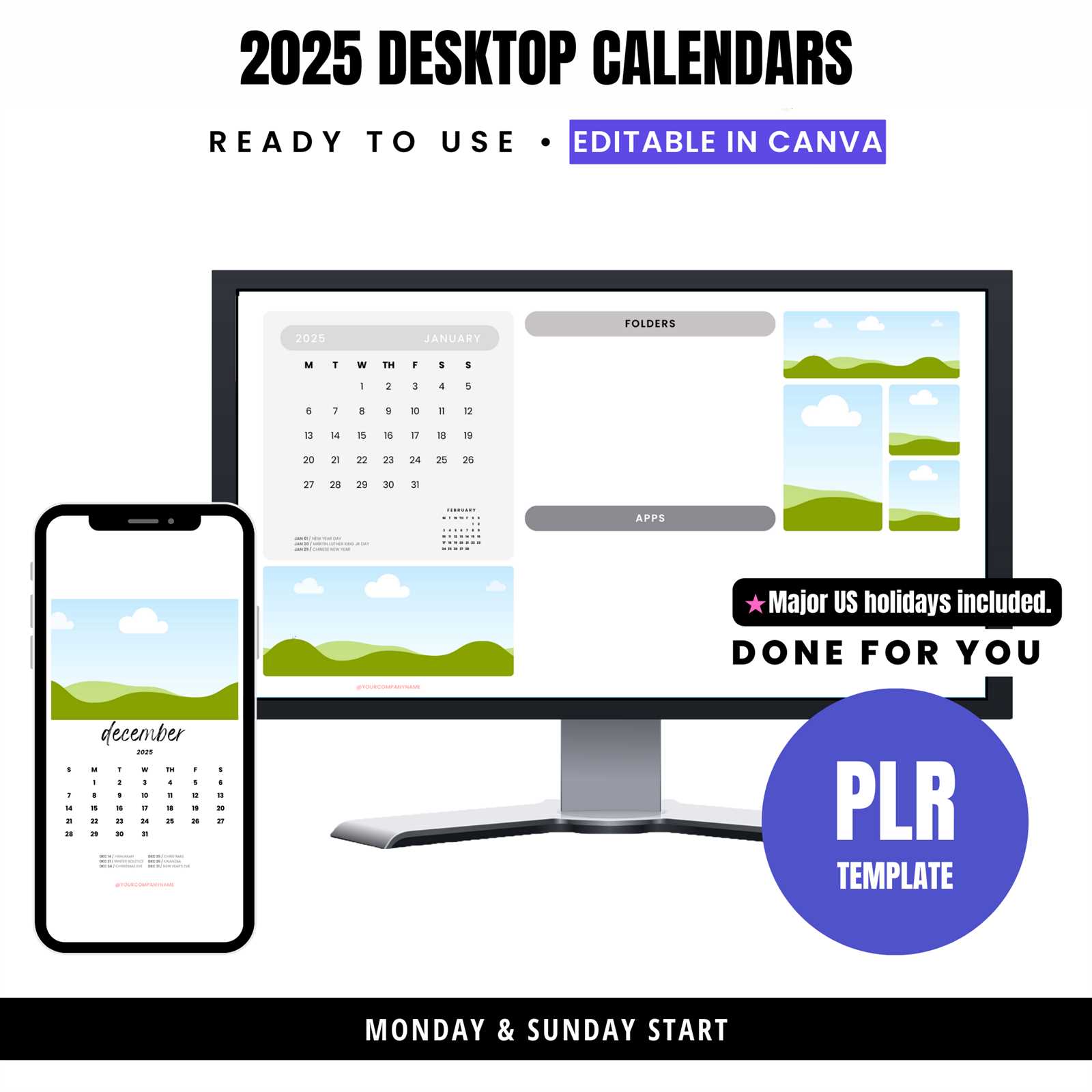 desktop calendar 2025 template