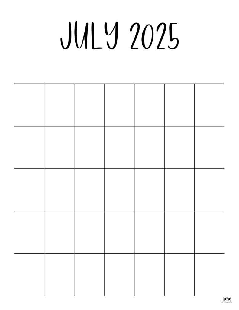 calendar template for july 2025