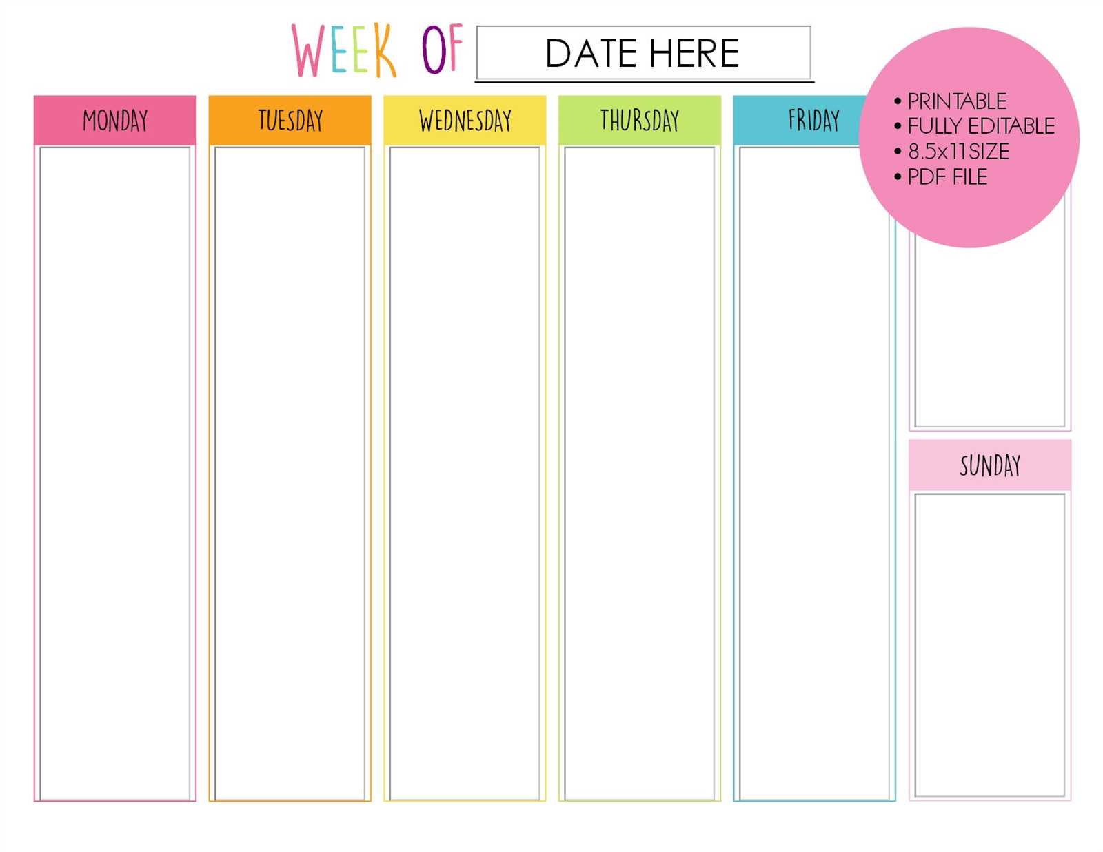 weekend calendar template