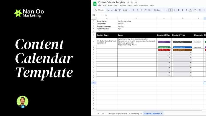 content calendar sheets template