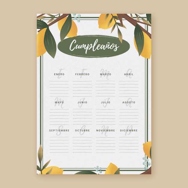 calendar menu template