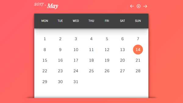 html css calendar template