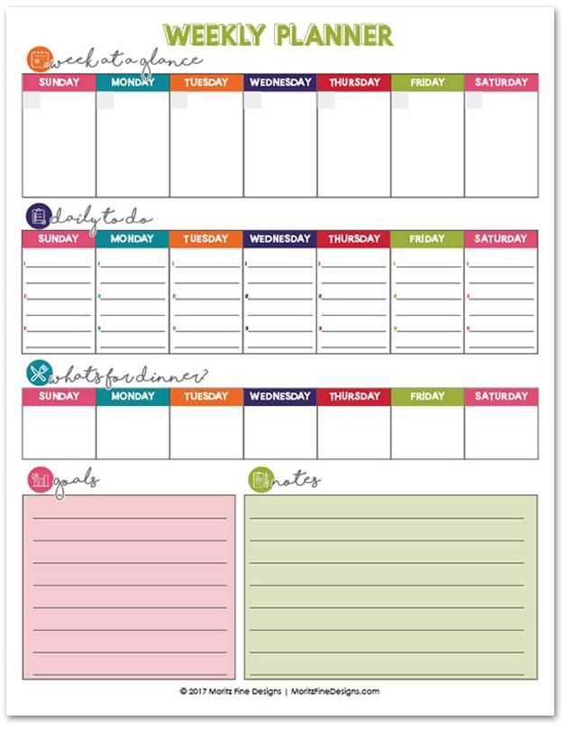 weekly to do calendar template