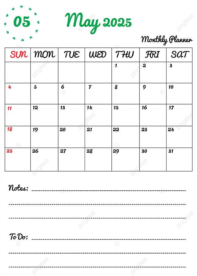 may monthly calendar template