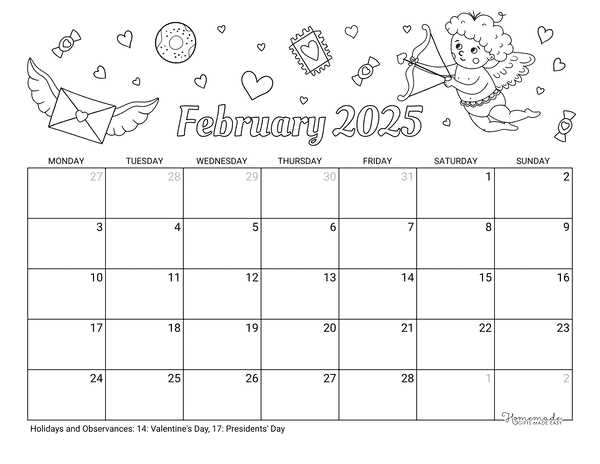 calendar template february 2025 printable