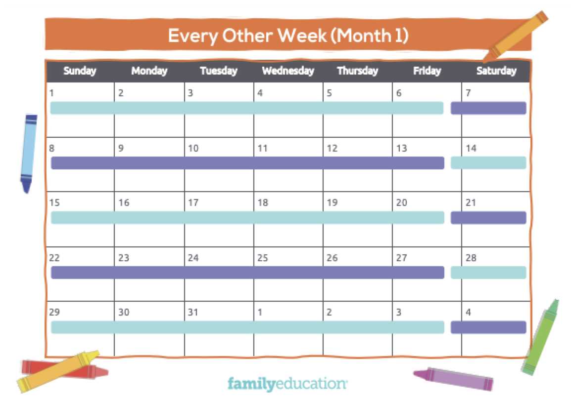 parenting plan calendar template free