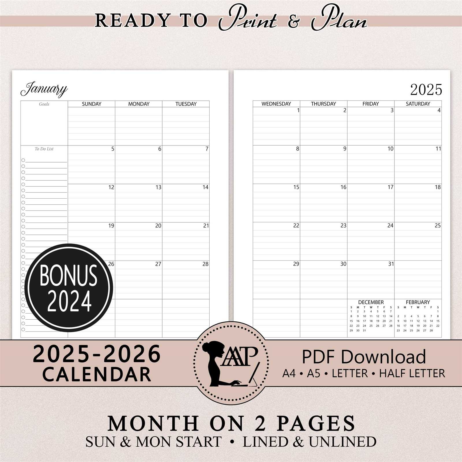 half sheet calendar template