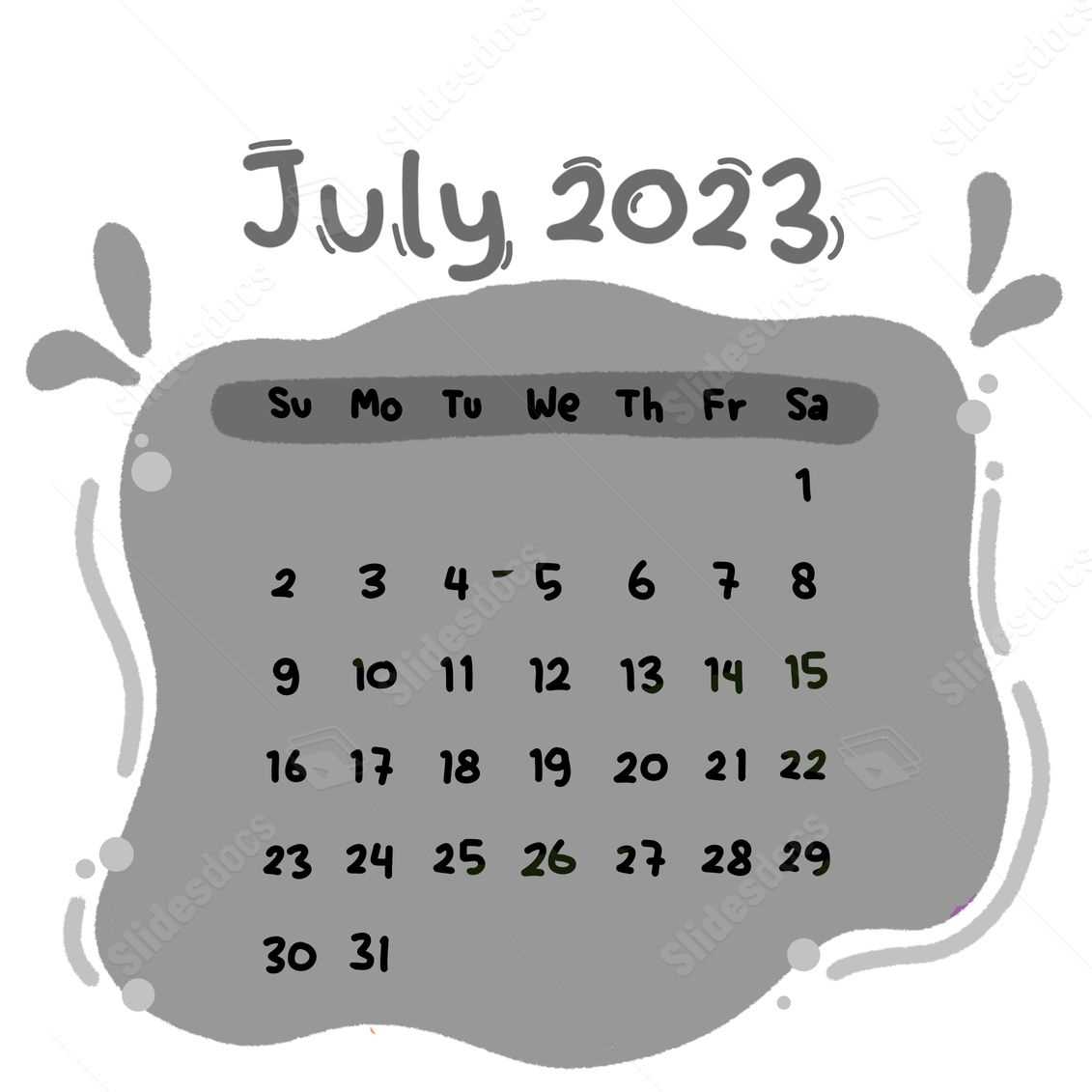 free july calendar template