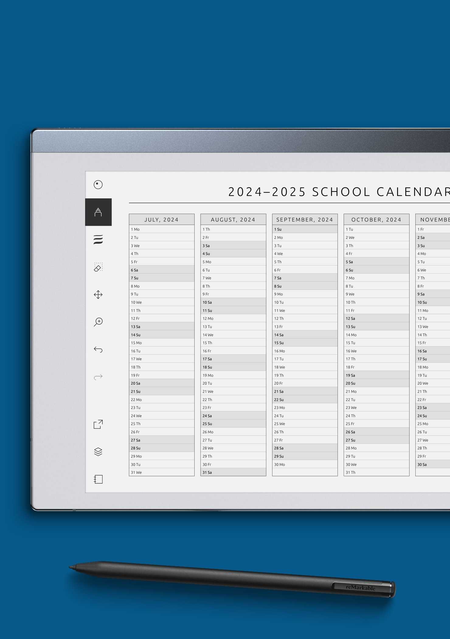 academic calendar template