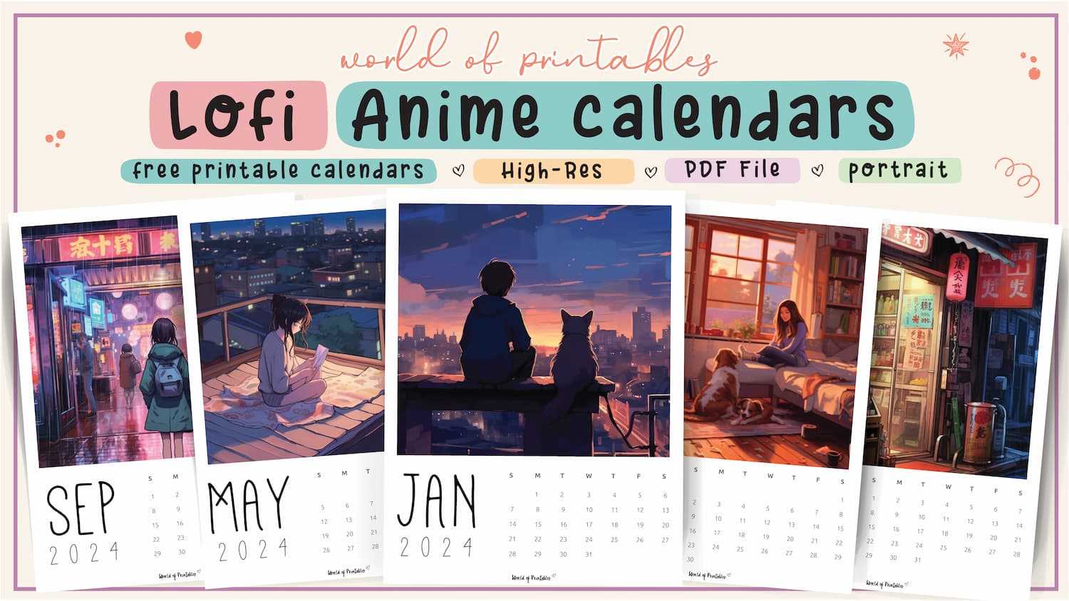 anime calendar template