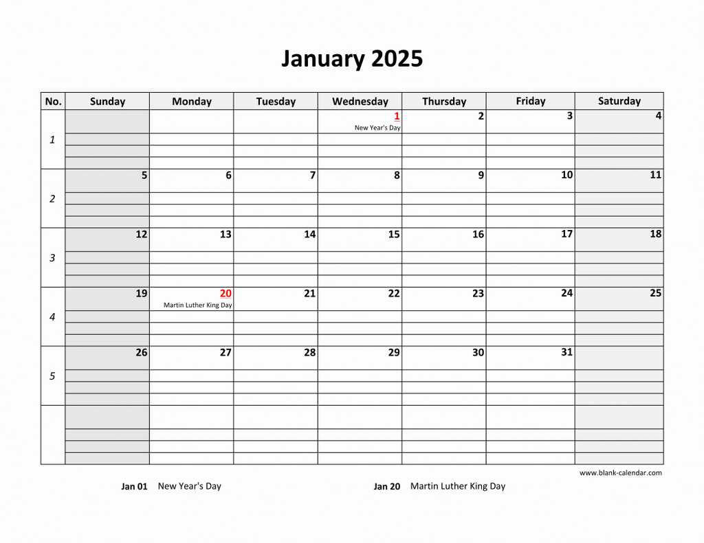 free large print calendar template