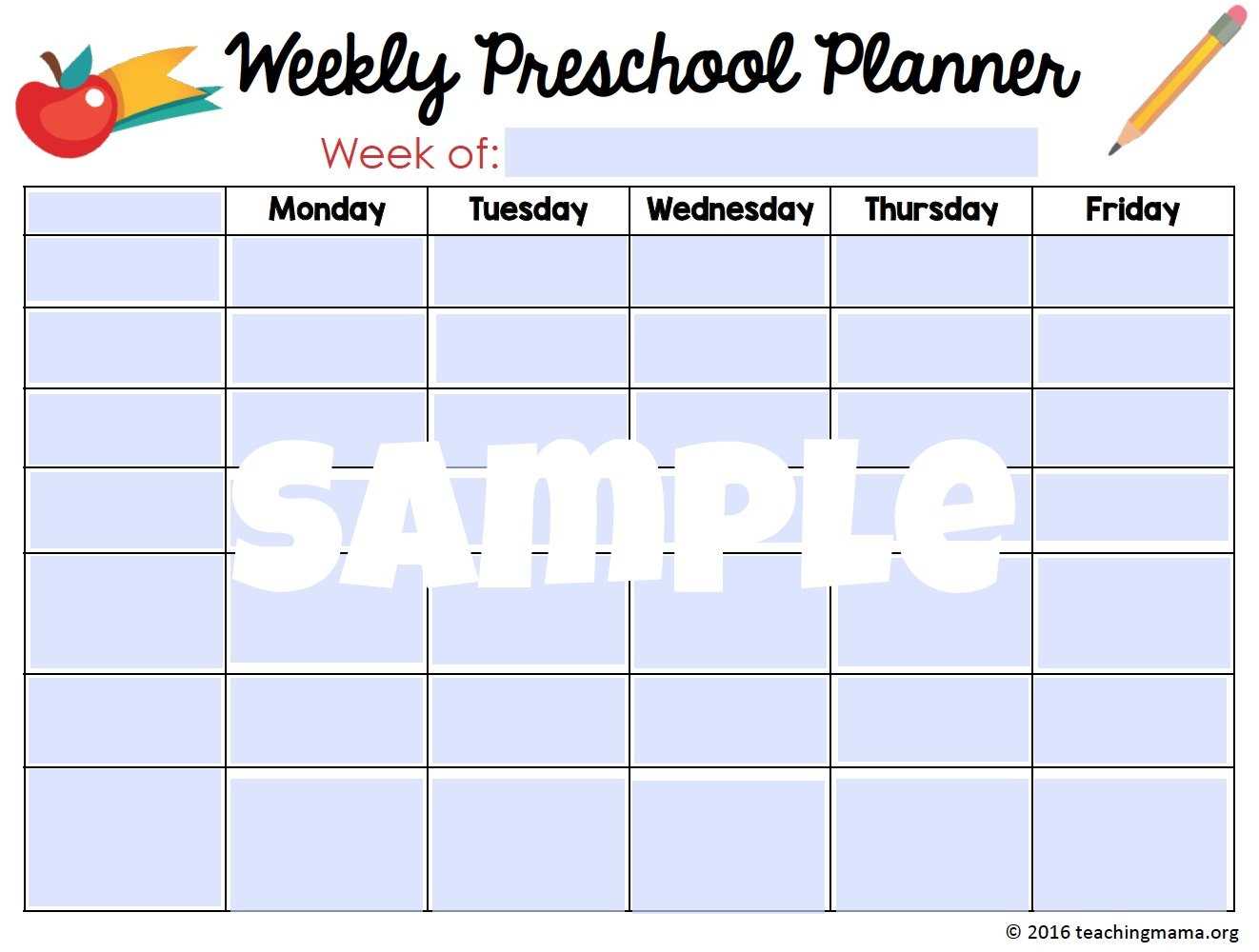 calendar template preschool