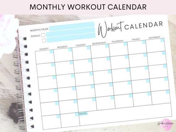 monthly fitness calendar template