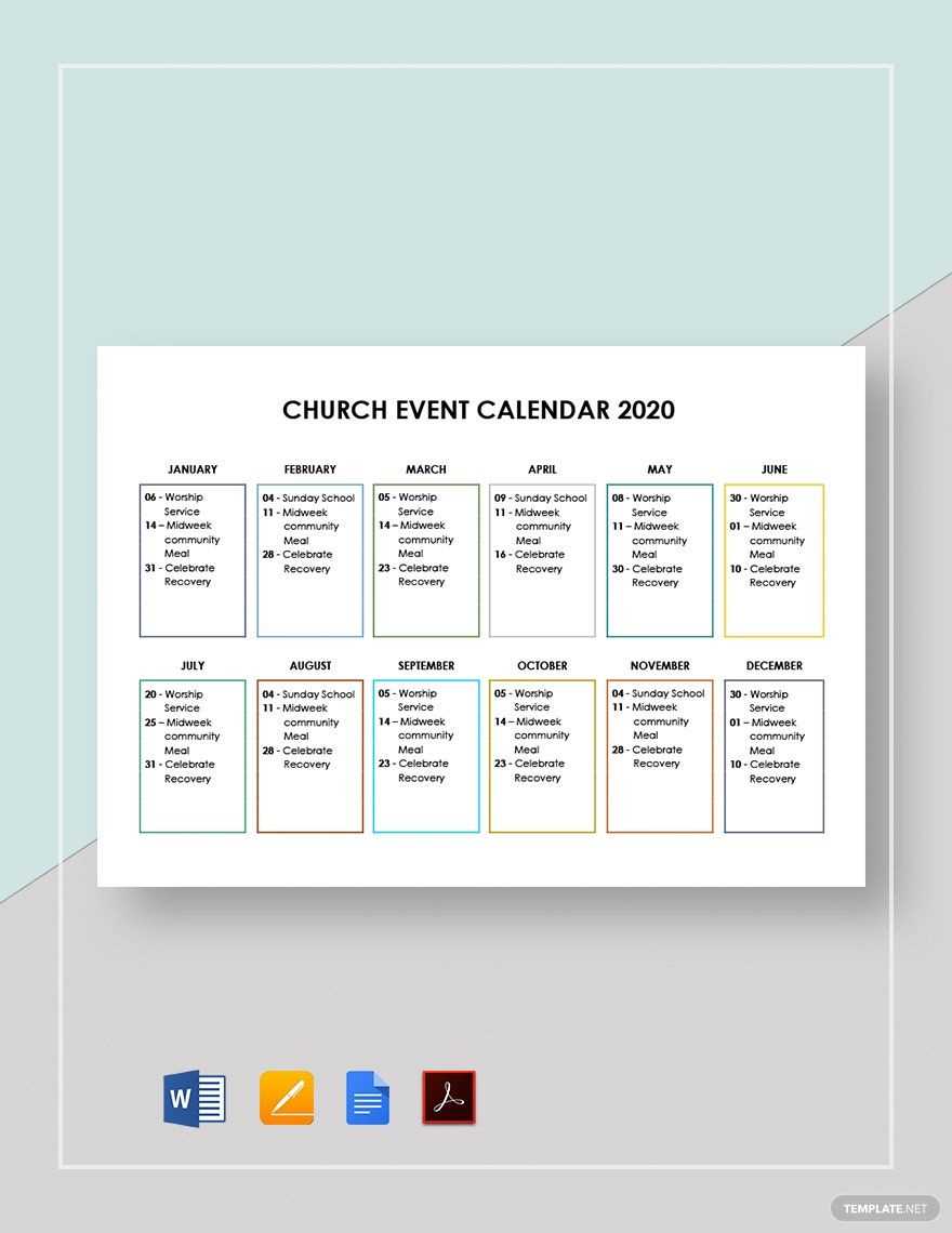 church event calendar template