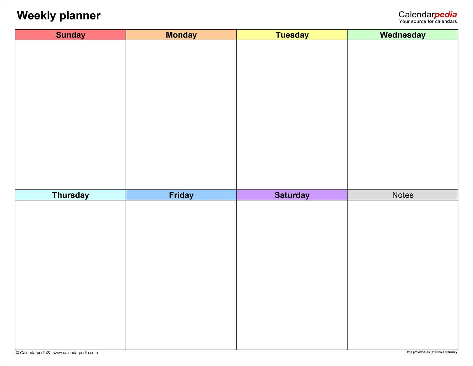 free blank weekly calendar template