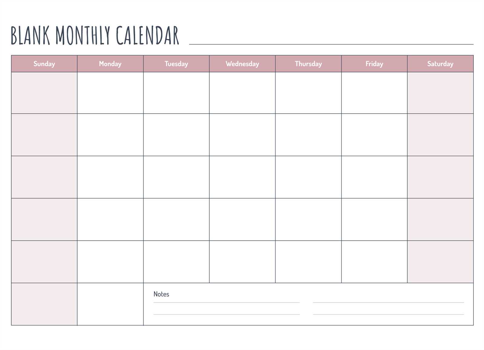 calendar by month template