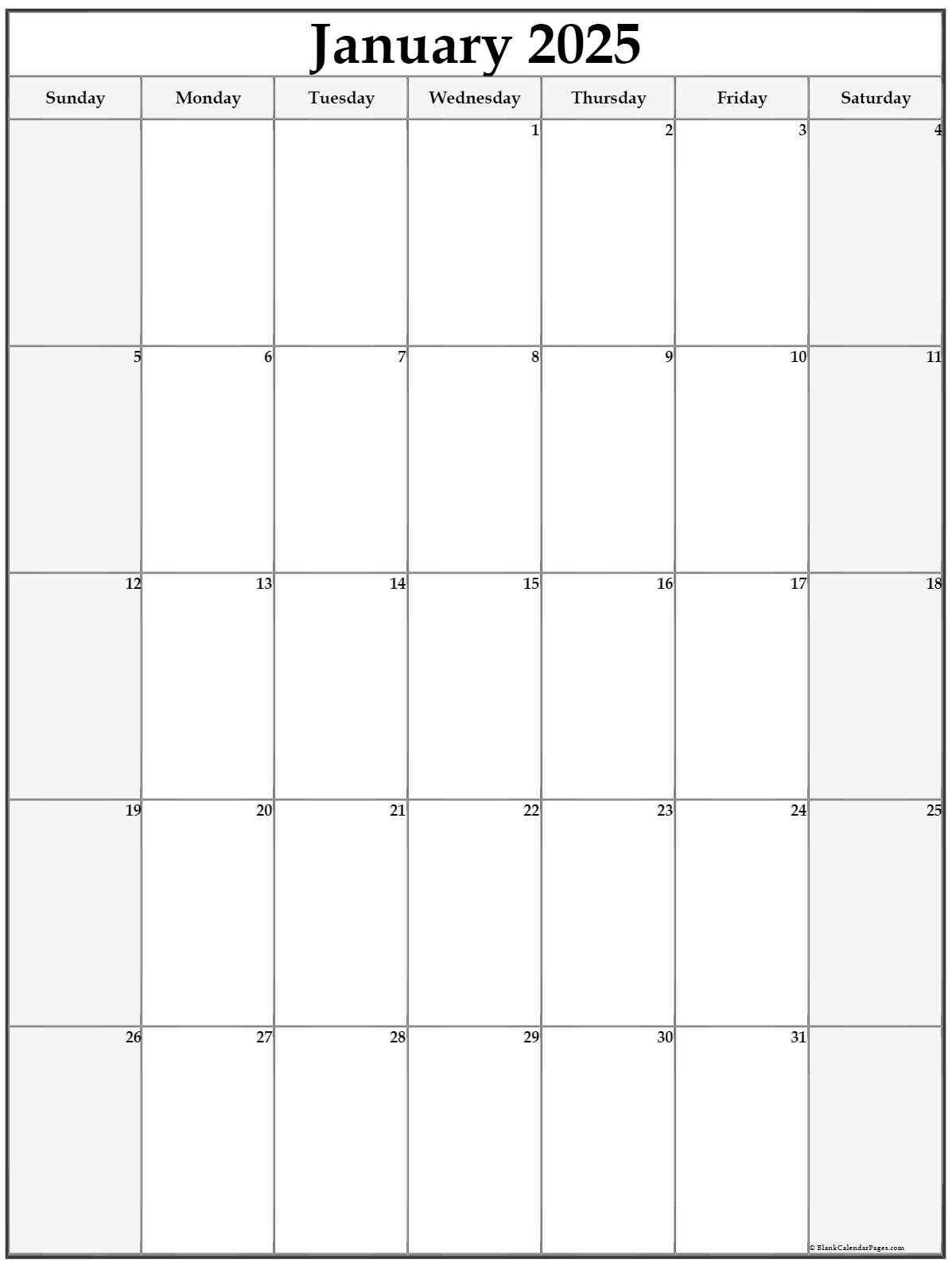 free printable calendar templates january 2025