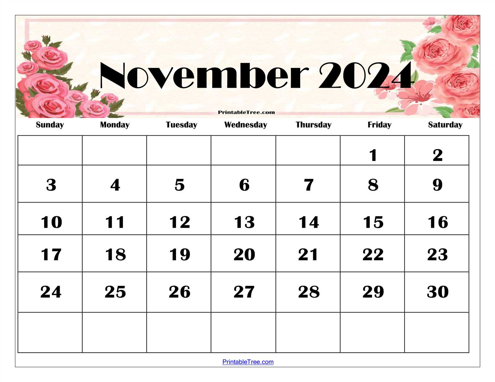 blank calendar template november