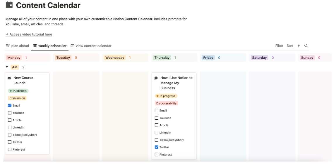 weekly work calendar template