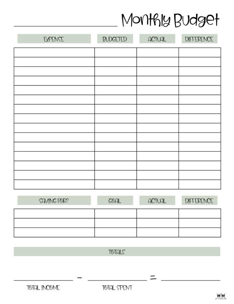 printable budget calendar template