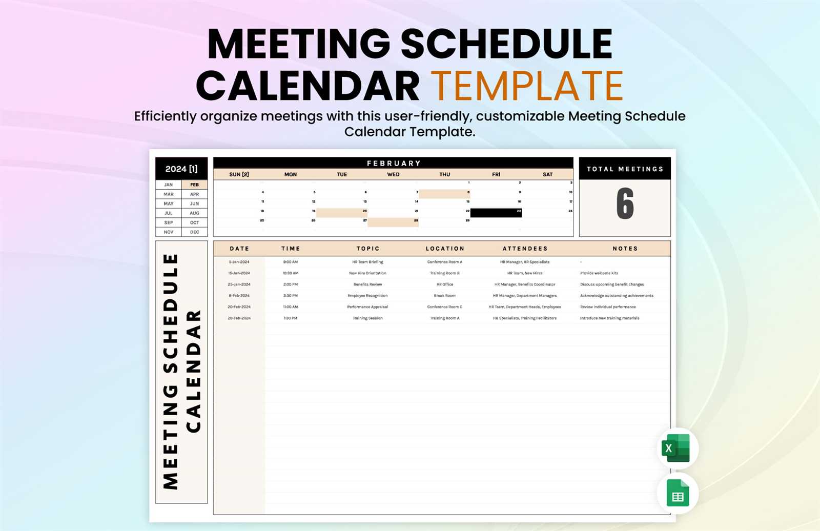 board meeting calendar template