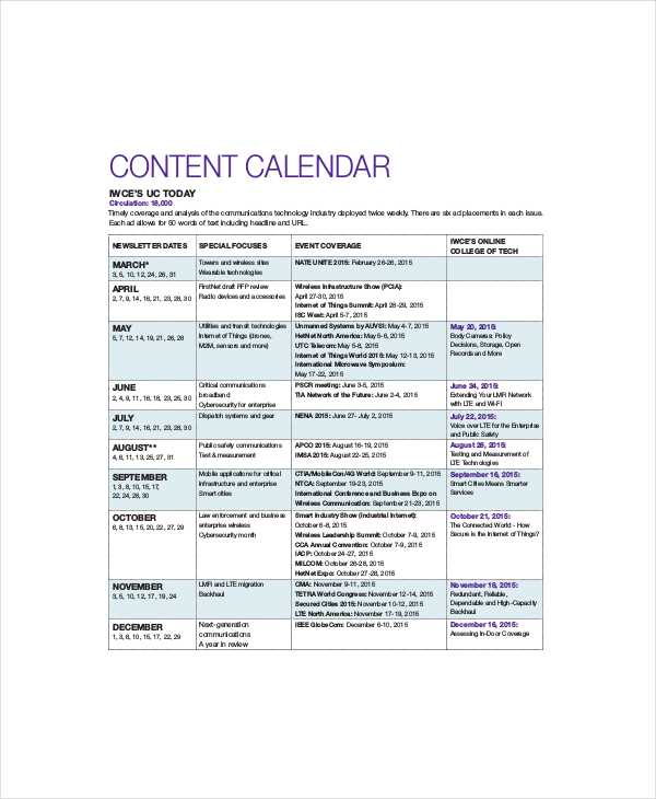 dispatch calendar template