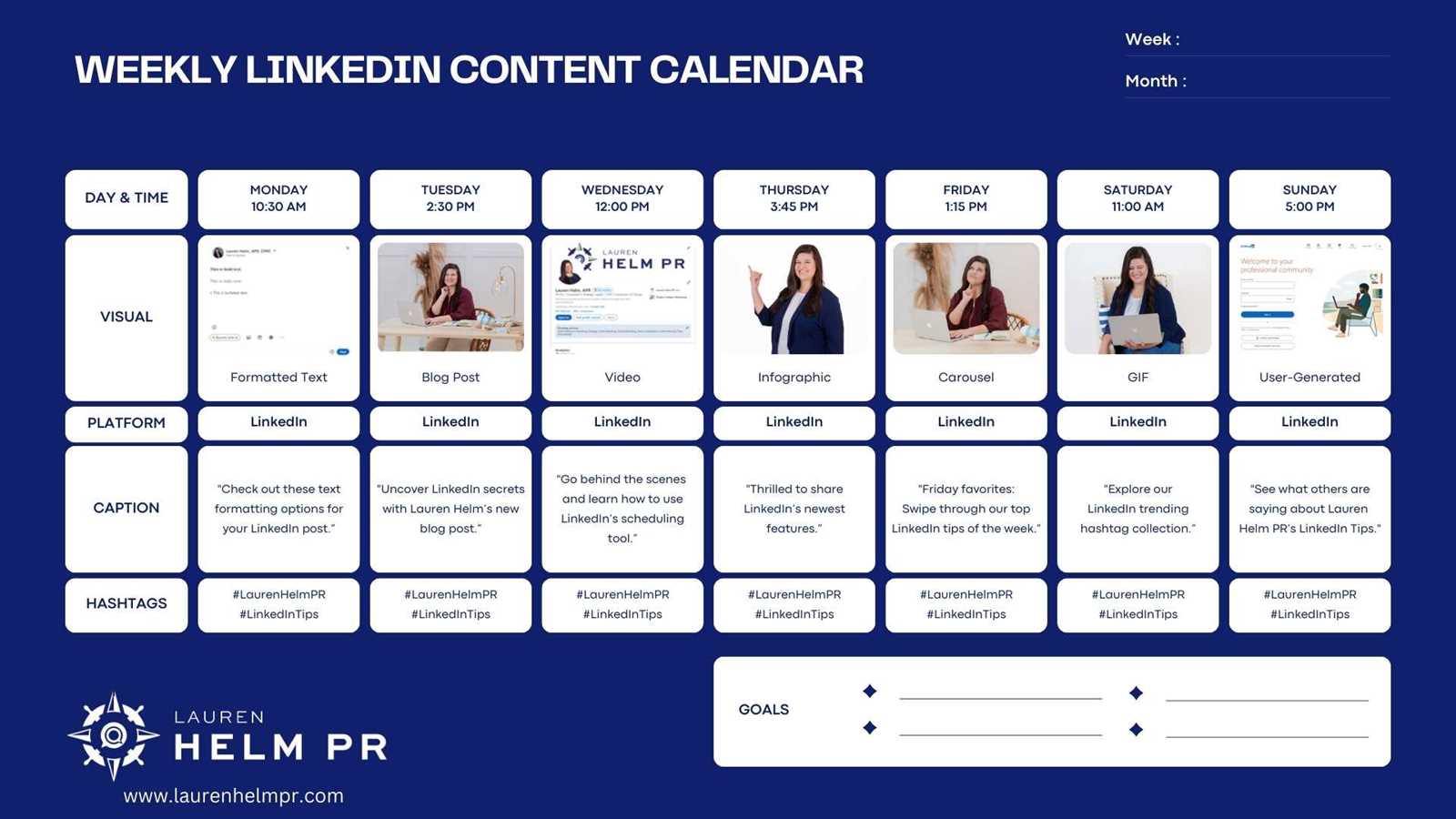 linkedin content calendar template