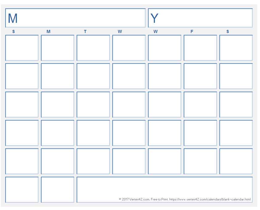 calendar template empty
