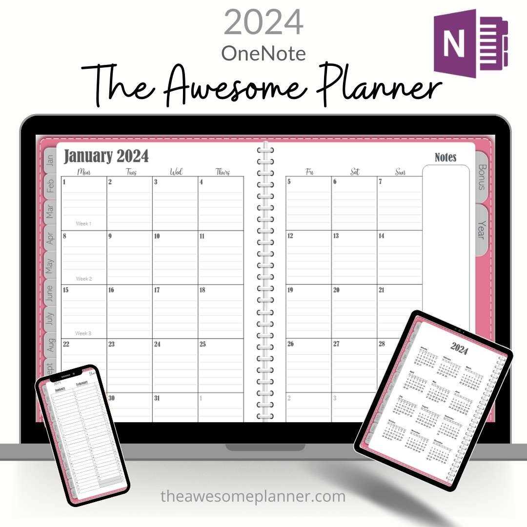 calendar template onenote