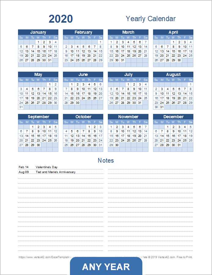 year view calendar template