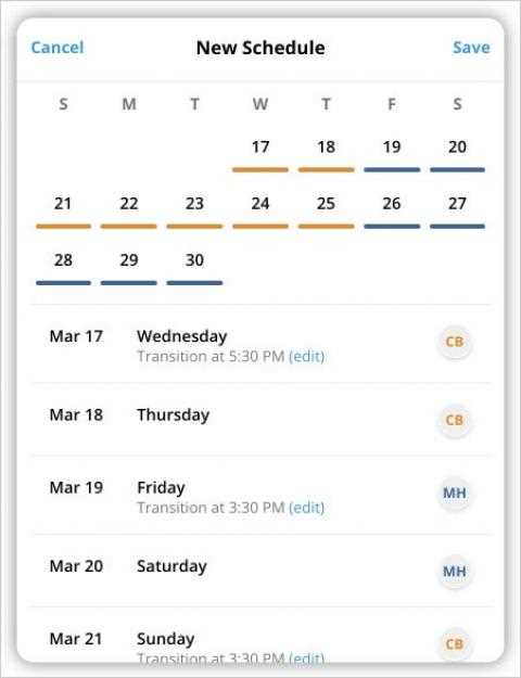 parenting plan calendar template free