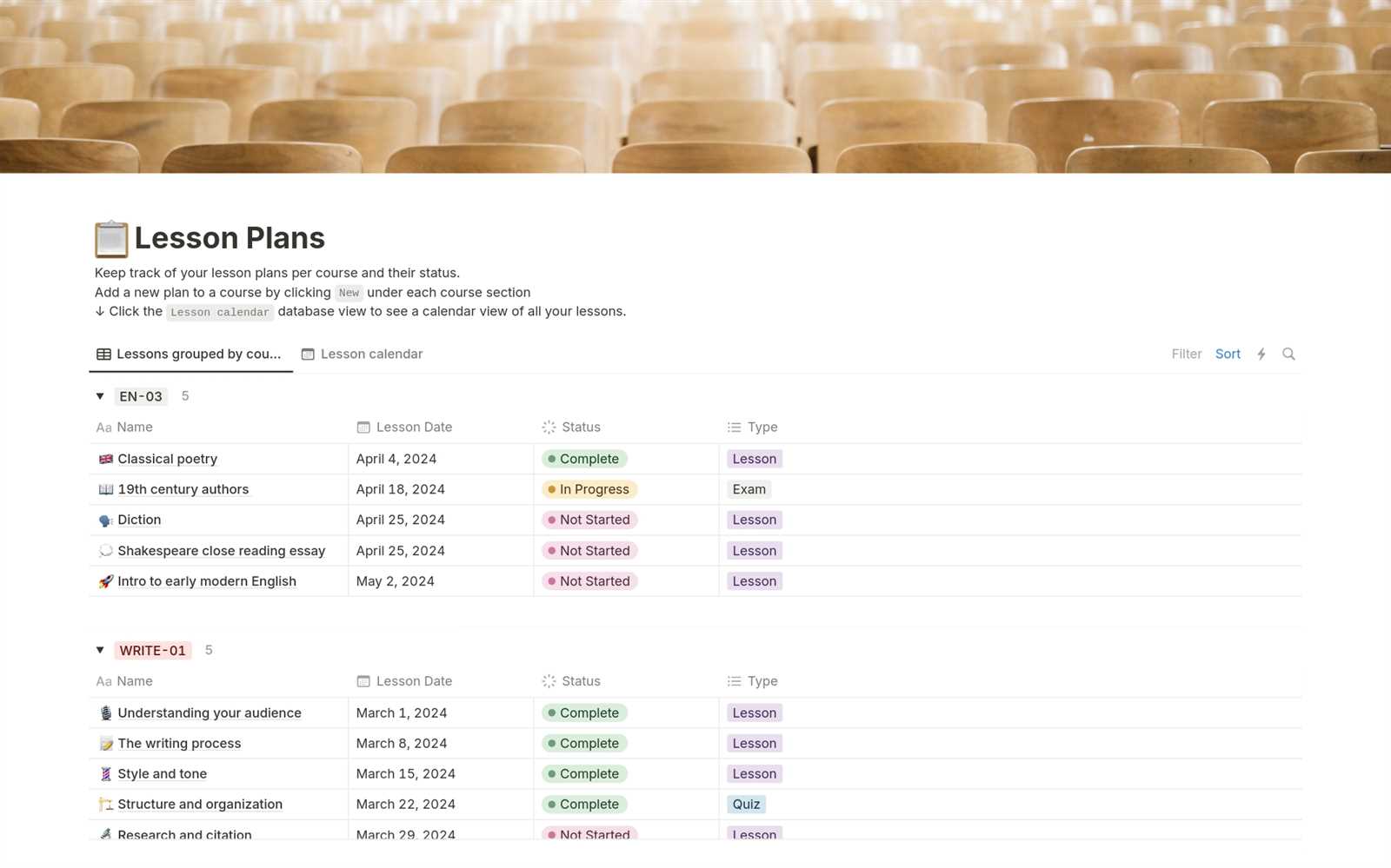 free lesson plan calendar template