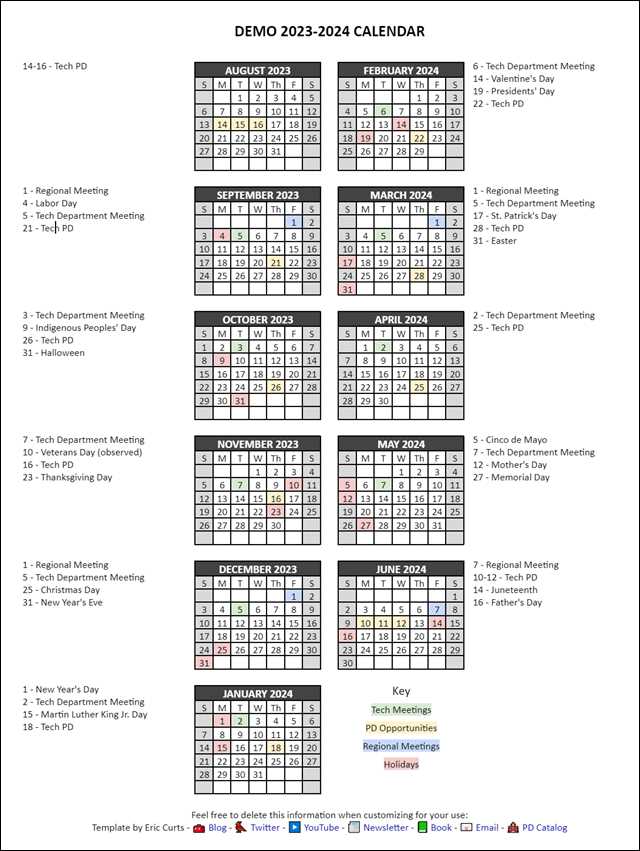 1 year calendar template