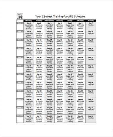 army training calendar template