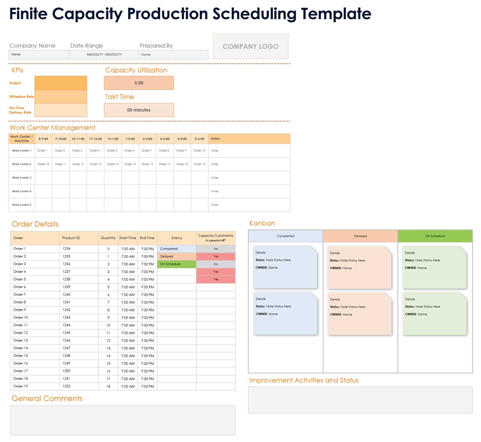 production calendar template