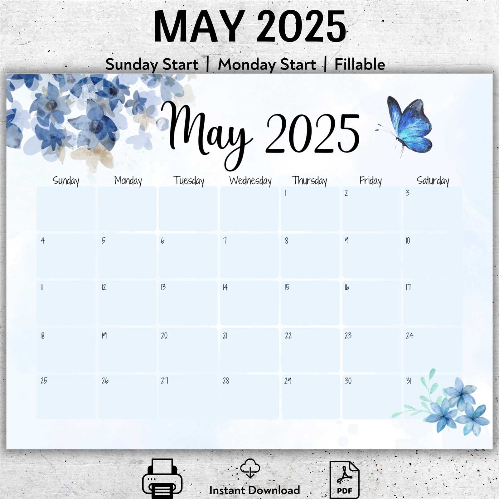 may 2025 blank calendar template