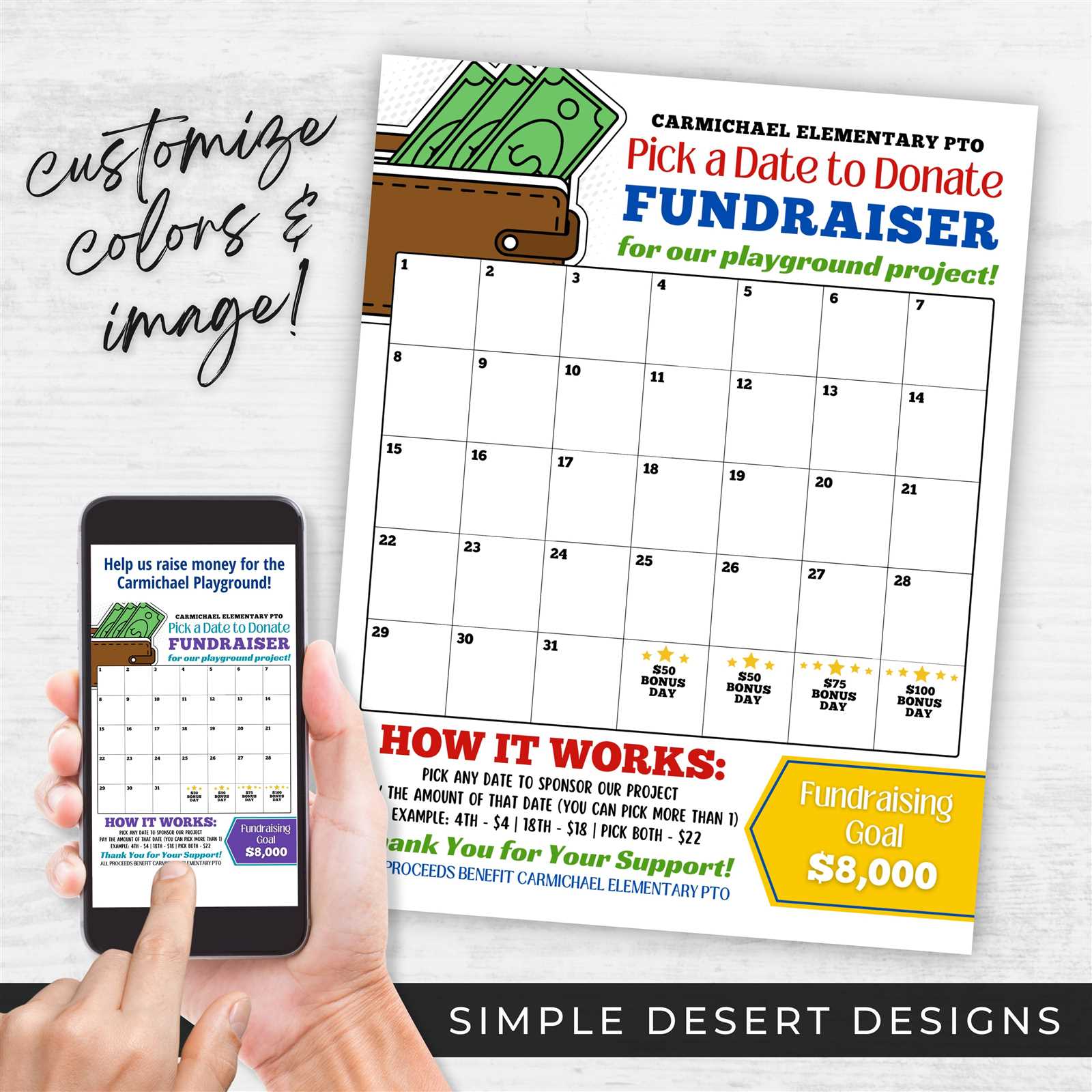 fill the calendar fundraiser template